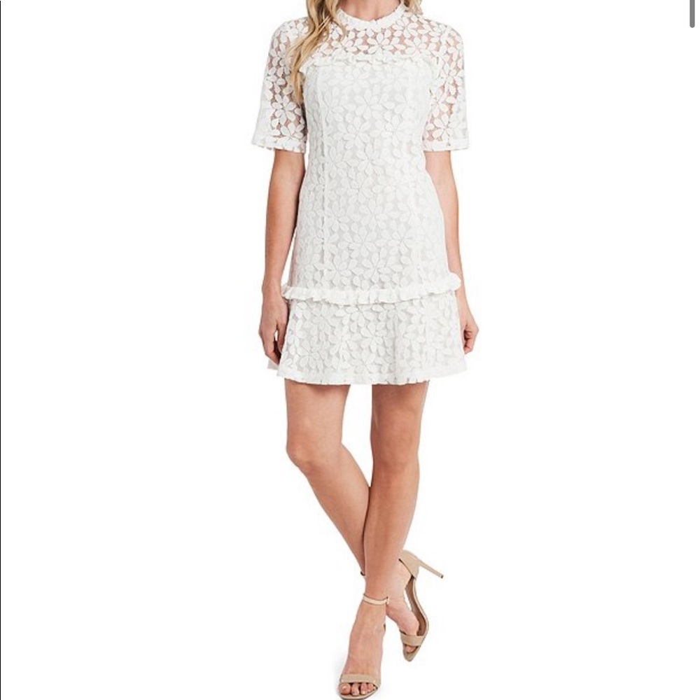 CeCe
Elbow Sleeve Illusion Yoke Ruffled Hem Dress🥨🥨